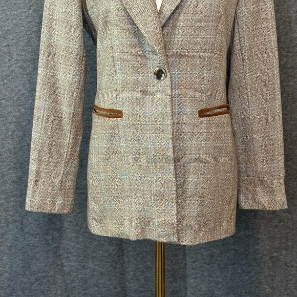 Harvé Benard Wool Blazer Womens Size 4 | Plaid Check Tweed | Classic Workwear - Picture 4 of 11